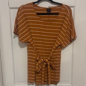 Worthington Cinnamon and Ivory Striped Blouse
